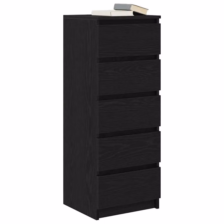 Berkfield Home Black Oak Sideboard with Drawers, W/D/H: 37.5 x 35.0 x 99.0 cm