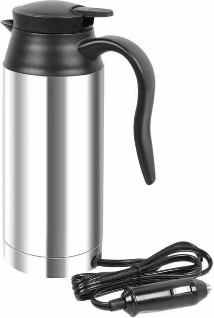FLAVORA 12V Portable Car Electric Kettle, 750ml, Stainless Steel, Silver