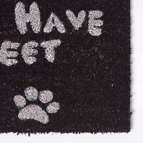 Homescapes Four Feet Paws Coir Doormat, Black and White, W: 70 cm, D: 40 cm – 3