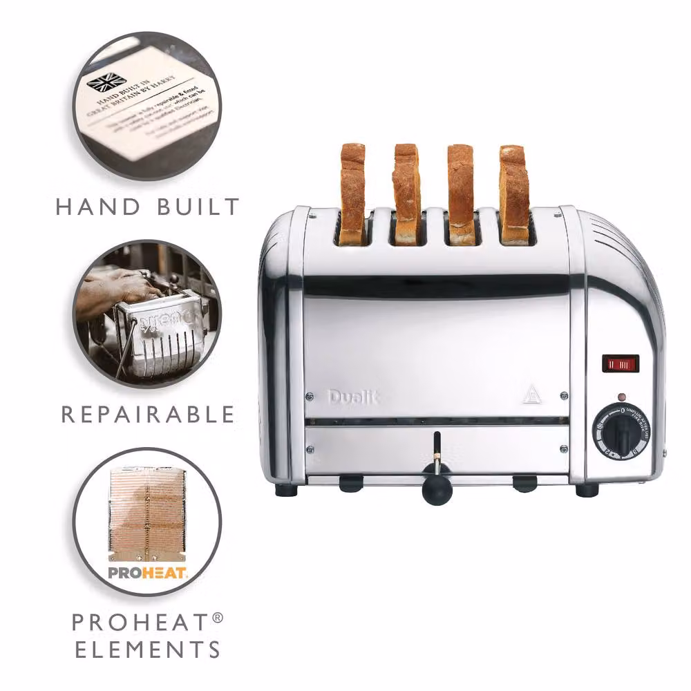 Dualit Classic 4 Slot Stainless Steel Toaster with Timer in Silver – 2