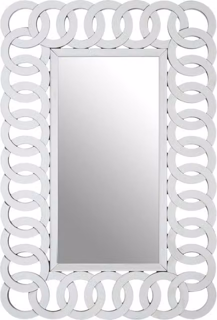 Orsina Gianna Rectangular Geometric Wall Mirror in Silver