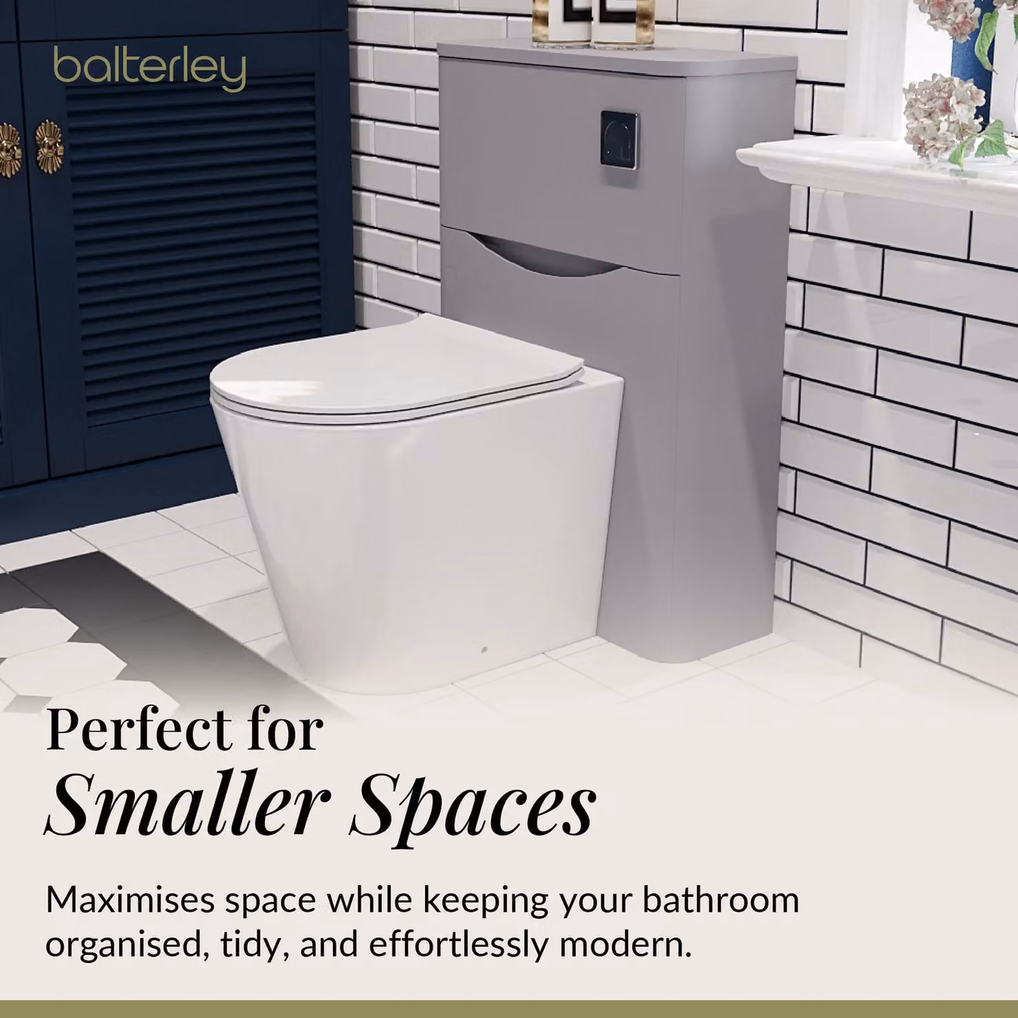Balterley Modern Floor Standing Concealed Cistern Toilet Unit, Grey, W: 55 cm, H: 80 cm – 3
