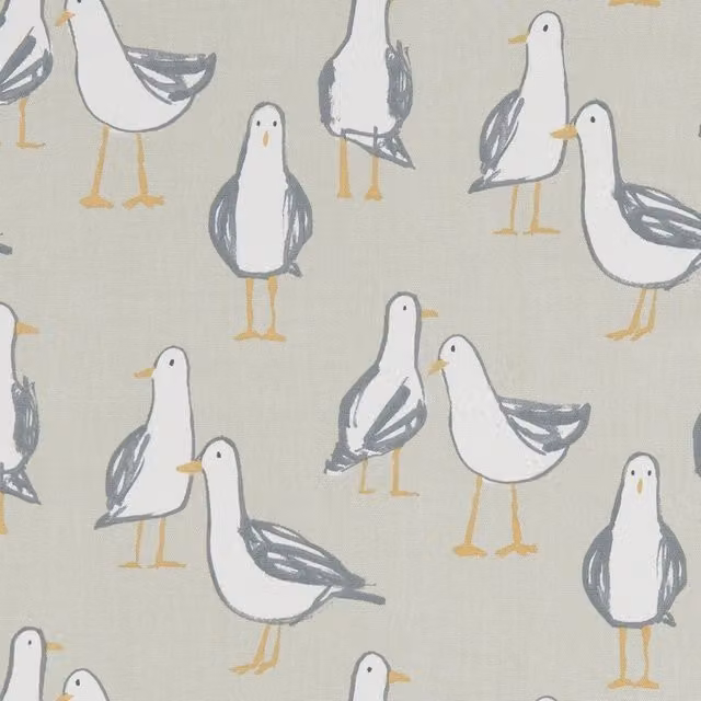 Clarke & Clarke Laridae Graphic Animal Fabric in Taupe, Beige and Grey