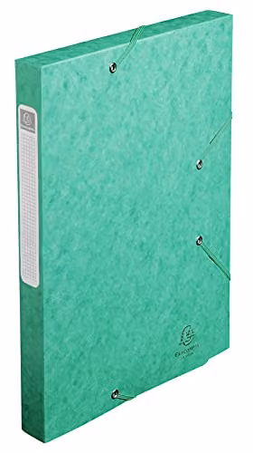 Exacompta Cartobox Green Pressboard Filing Box for A4 Documents with Elastic Straps, W: 33 cm, H: 25 cm, Spine: 25 mm