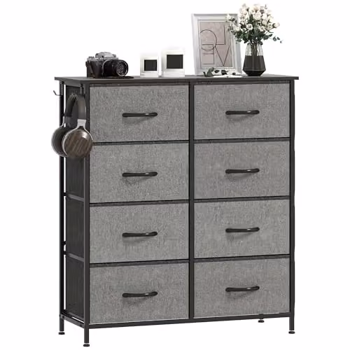 HOMCOM 8-Drawer Fabric Chest of Drawers for Bedroom in Grey – 5