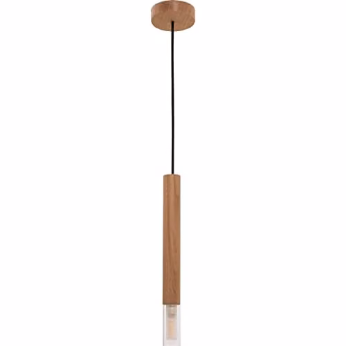 Netlighting Madera Slim Zumaline Brown Wood Cylinder Pendant Ceiling Light with G9 LED Compatibility