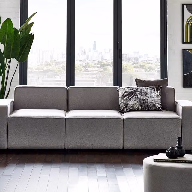 Julian Bowen Lago Sofa Combi Set, Grey, W: 256 cm, D: 92 cm, H: 92 cm