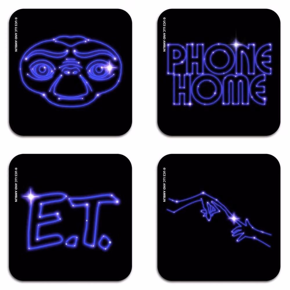 E.T. Multicolour Square Coaster Set, 4 Pack, Wood and Cork – 2