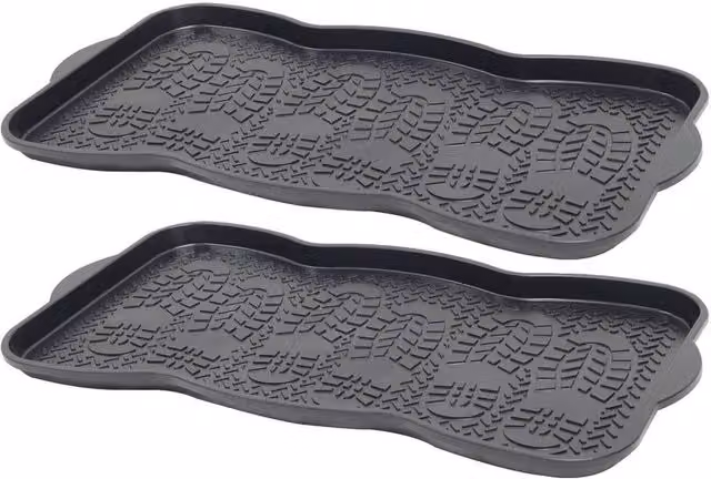 Kelvenix Set of 2 Plastic Shoe Trays in Black, Medium – 1