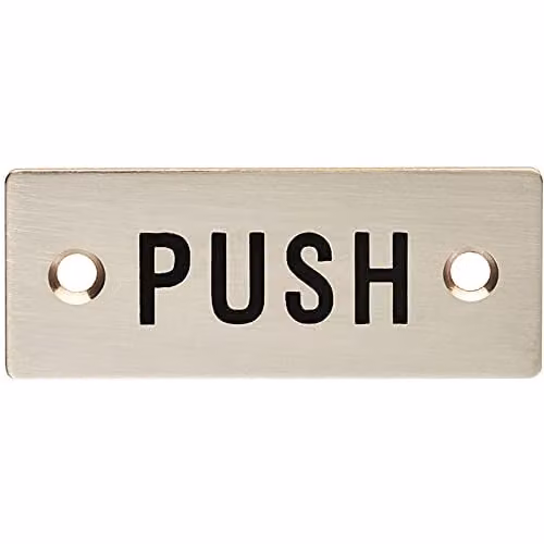 Loops Rectangular Door Push Sign, Satin Stainless Steel, Silver, W: 7.5 cm, H: 3.0 cm