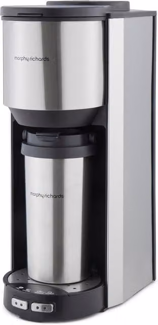 Morphy Richards Tazza Pour n Go Single Cup Coffee Machine, Silver