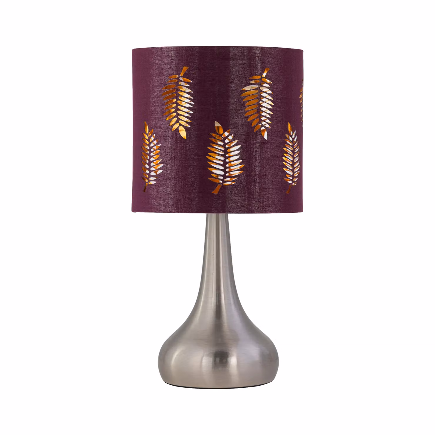 First Choice Lighting Romana Set of 2 Brushed Chrome Touch Table Lamps with Burgundy Fabric Shades – 2