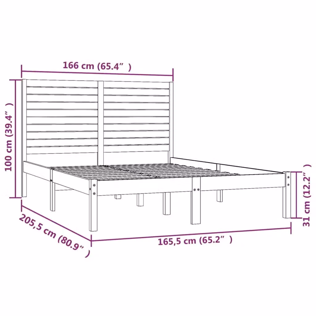 Berkfield Home Rustic Solid Pine Bed Frame, Brown, W: 160 cm, D: 200 cm – 2