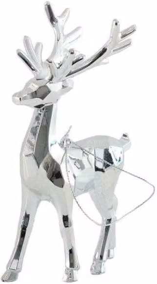 KDMD Reindeer Hanging Decoration, Shiny Silver Metal Figures, 2 Pack, 10 cm