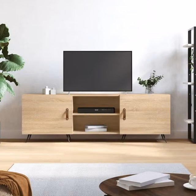 Berkfield Home TV Cabinet in Sonoma Oak Brown, W/D/H: 150 x 30 x 50 cm
