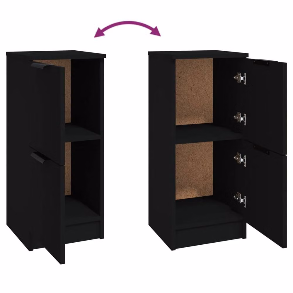Berkfield Home Set of 2 Modern Black Matt Sideboards in Engineered Wood W/D/H: 30 x 30 x 70 cm – 6