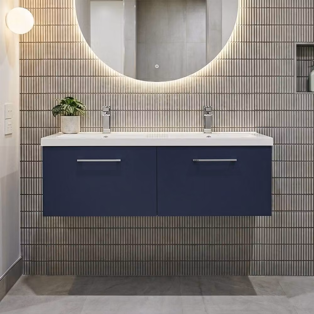 Balterley Level 1200mm Wall Hung 2-Drawer Double Basin Unit, Midnight Blue – 3