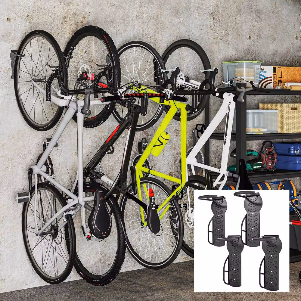 STILVORA Set of 4 Foldable Bike Wall Racks in Black – 2