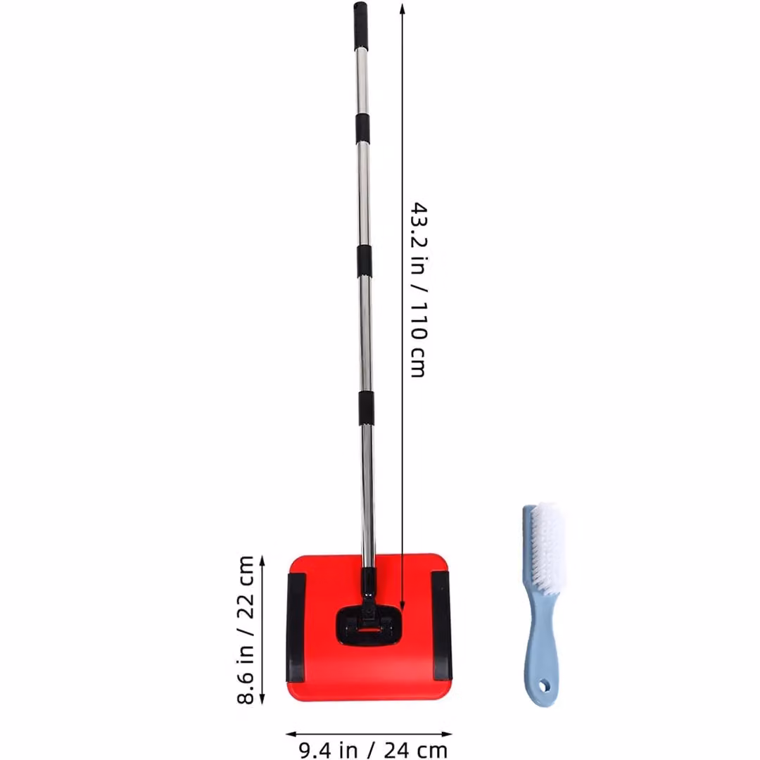 SPETLEK Multi-functional Manual Carpet Sweeper with Wide Cleaning Path in Red – 2