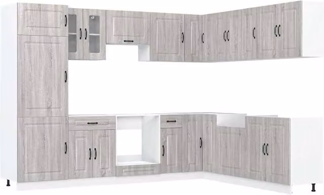 Berkfield Home Kalmar 14 Piece Modern Kitchen Cabinet Set in Grey Sonoma Engineered Wood
