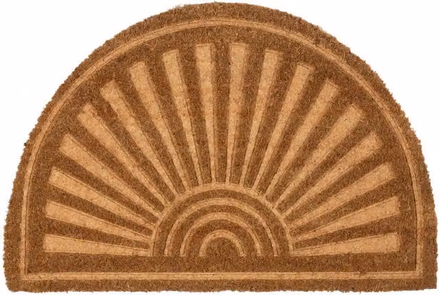 Nicola Spring Brown Coir Semicircular Half Moon Door Mat, W: 60 cm, D: 40 cm