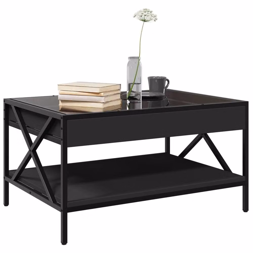 Berkfield Home Infinity LED Coffee Table, Black, W: 70 cm, D: 50 cm, H: 38 cm – 2