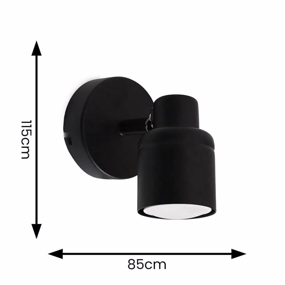 ValueLights Benton Adjustable Plug-In LED Spotlight Wall Light with Bulb in Black – 5