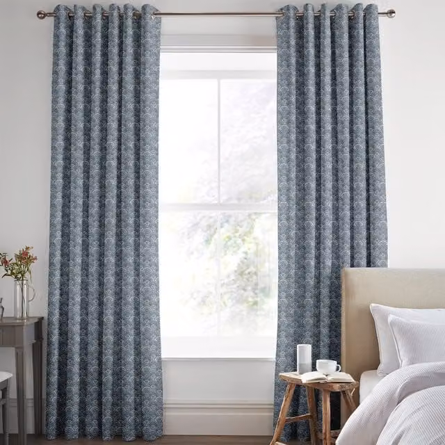 Laura Ashley Musica Made to Measure Velvet Eyelet Curtain Panel in Dusky Seaspray Blue
