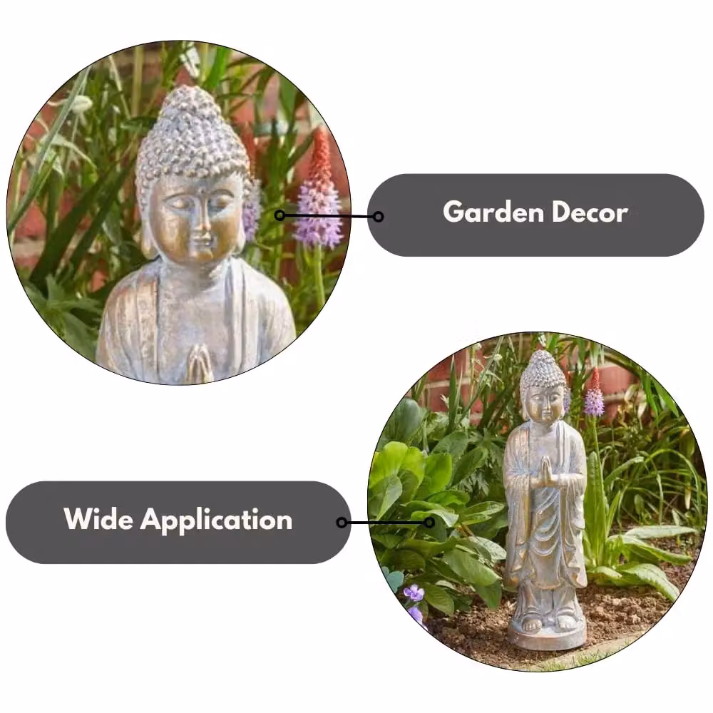 Marco Paul Beige Stone Praying Buddha Garden Ornament, Height: 47 cm – 3