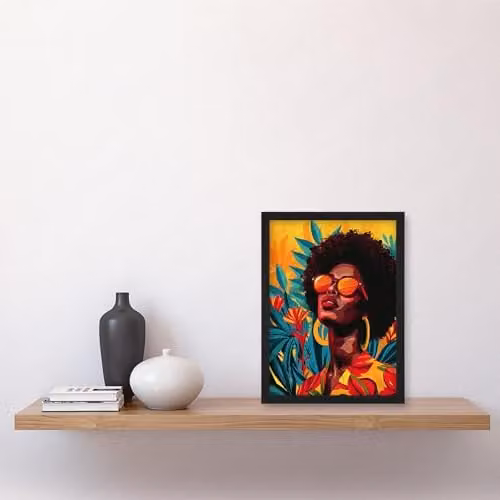 Artery8 Caribbean Woman Shades Pop Art Sunny Day Framed Wall Art Print, Multicolour, W: 23.4 cm, H: 32.3 cm – 4