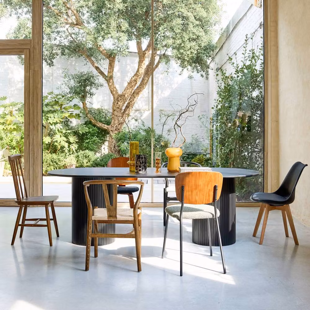 sweeek Oval Oak Veneer Dining Table in Black, Seats 8 – 5