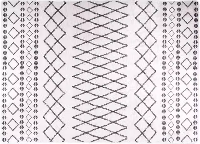 Berkfield Home Washable Geometric Round Anti Slip Rug in Black and White, W/D: 100 cm diameter