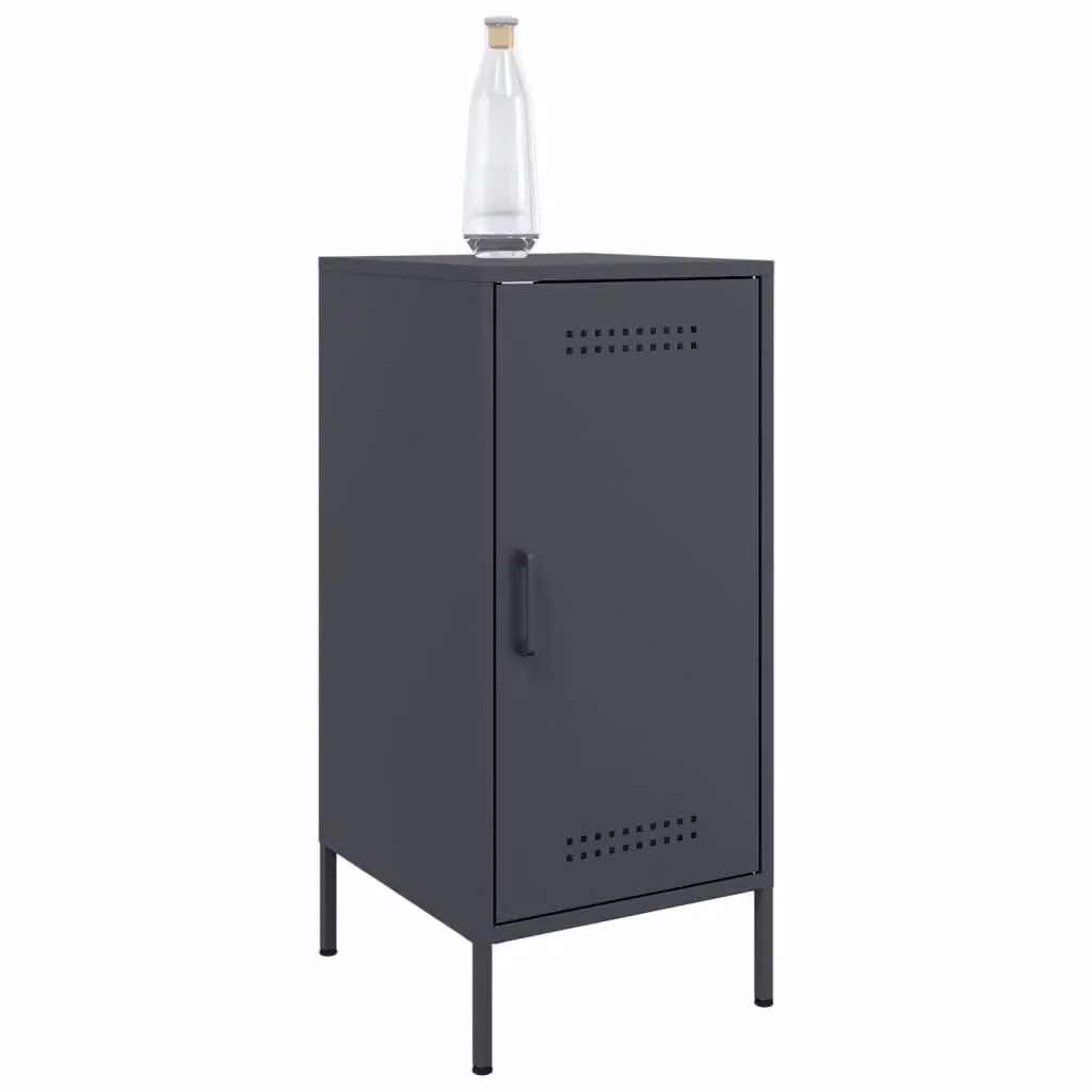 Berkfield Home Set of 2 Anthracite Steel Sideboards, W/D/H: 36 x 39 x 79 cm – 3