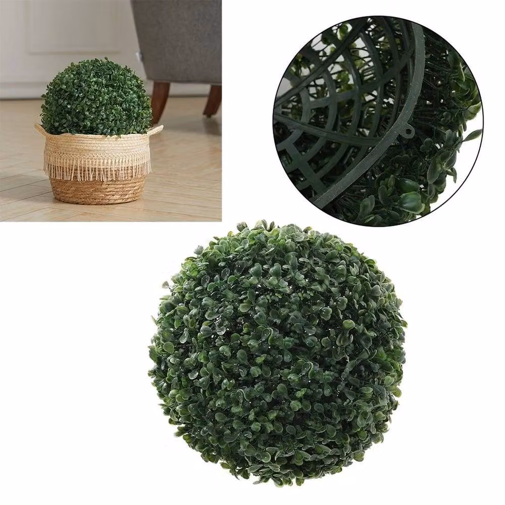 KORVIXA Green Faux Boxwood Hanging Balls for Garden and Patio, Diameter: 28 cm – 4