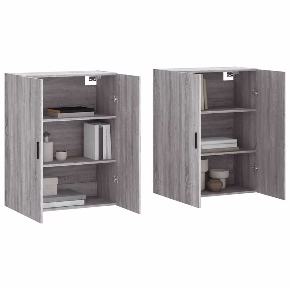 Berkfield Home Wall Mounted Cabinets, 2 Piece Set in Grey Sonoma, W: 69.5 cm, D: 34 cm, H: 90 cm – 2