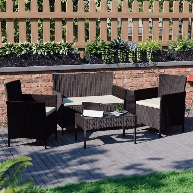 Vida Designs Modern Brown Rattan Garden Furniture Set