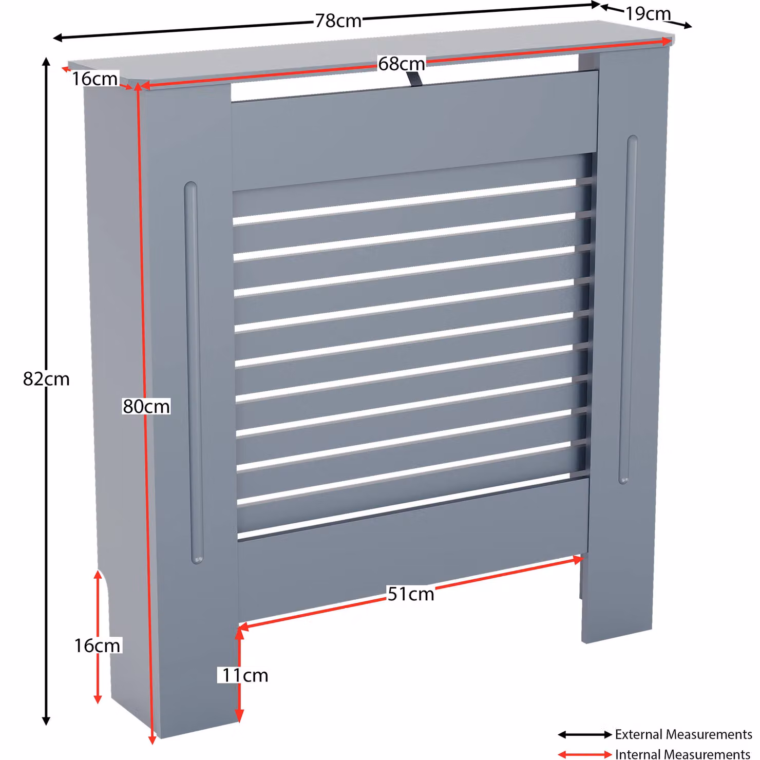 Home Discount Vida Designs Milton Radiator Cover in Dark Grey MDF, W: 82 cm, H: 78 cm, D: 19 cm – 2