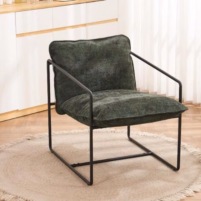 Seconique Tivoli Green Fabric Occasional Tub Chair with Armrests and Metal Frame