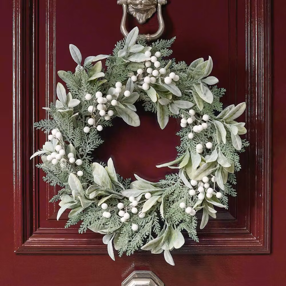 OHS White and Multicolour Floral Artificial Wreath with Flowers and Leaves, Diameter: 40.64 cm – 2