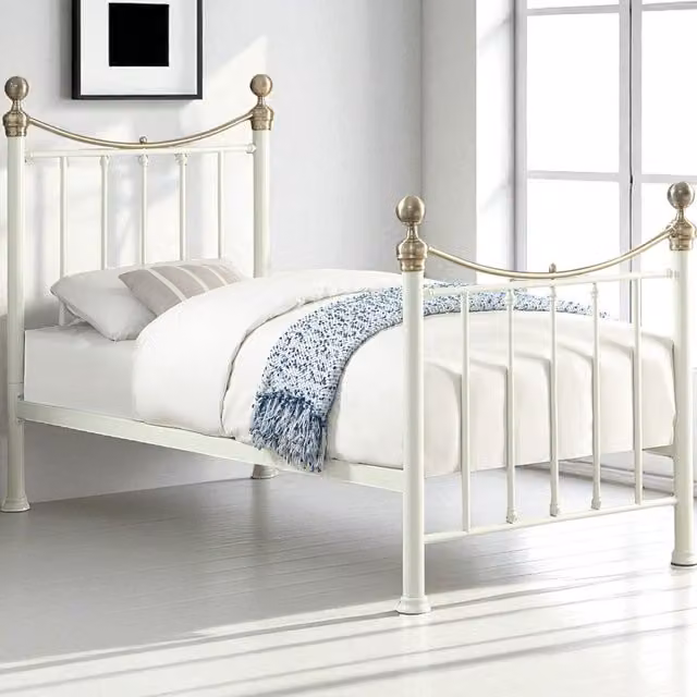 OAT Home Hampstead Classic White Metal Bed Frame, W/D/H: 90 x 200 cm