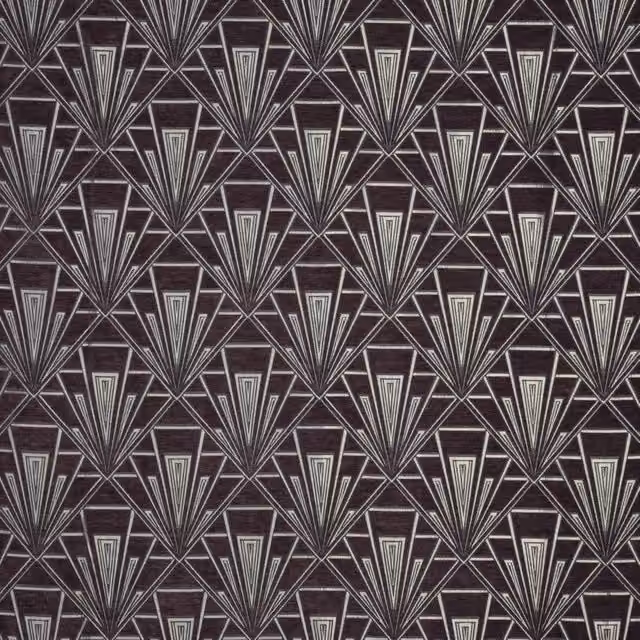 Terrys Gatsby Astoria Art Deco Graphic Chenille Fabric in Purple and Silver