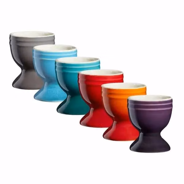 Cooks Professional Set of 6 Multicoloured Ceramic Stoneware Egg Cups – 3