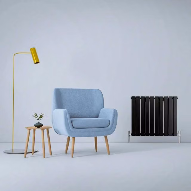 Monstershop Designer Flat Panel Steel Radiator in Black, W: 60.0 cm, H: 70.0 cm