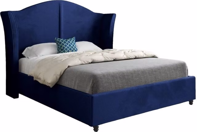 KDMD Winchester Chesterfield Upholstered Velvet Designer Bed Frame in Blue, Small Single