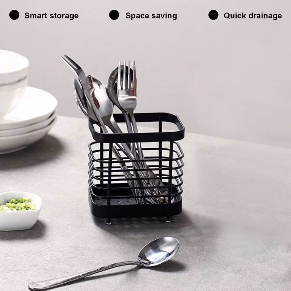 KORVIXA Black Stainless Steel Freestanding Cutlery Holder W: 100 cm, D: 100 cm, H: 100 cm – 3