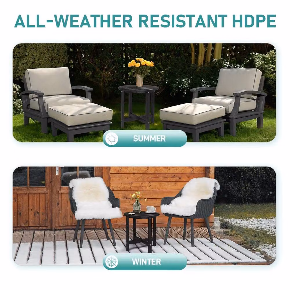 FORGEVIO Round Black Matt Outdoor Bistro Side Table – 4