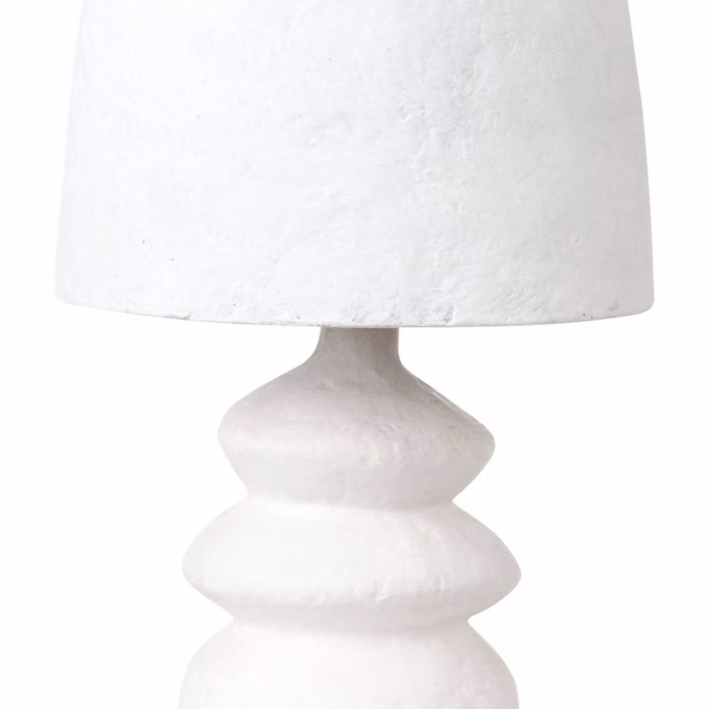 Wyld and Coco White Handcrafted Papier-mâché Table Lamp, H 39 cm x W 23 cm x D 23 cm – 2