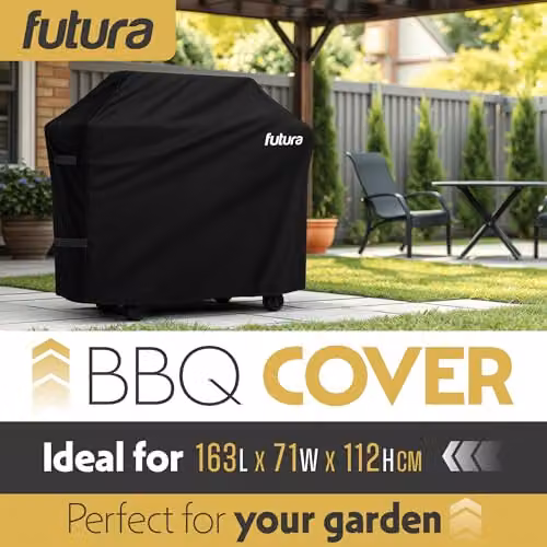 Futura Waterproof Heavy Duty BBQ Cover for Gas and Charcoal Grills, Black, W/D/H: 163 x 71 x 112 cm – 2