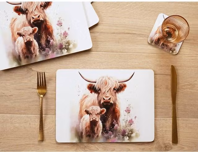 Widdop and Co Floral Rustic Rectangular Placemats in White and Brown – 1