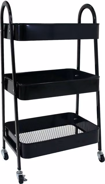 Libbi Lou 3 Tier Metal Kitchen Trolley on Wheels, White or Black, H 79 x W 44 x D 30 cm – 2
